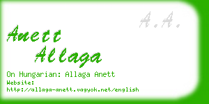anett allaga business card